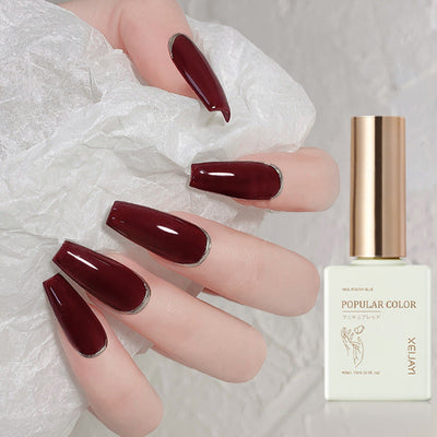 VividVarnish UV Polish in durable wine red shades with long-lasting hold on elegant nails.